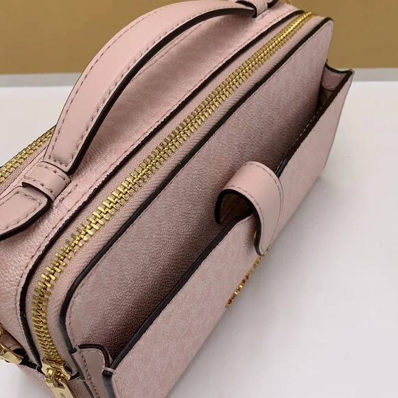 MICHAEL KORS JET SET ITEM MEDIUM DOUBLE ZIP PHONE XBODY LIGHT POWDER BLUSH MULTI - Picture 7 of 16